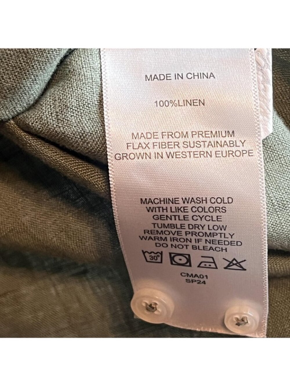 Quince Shirt Womens Medium Green European Linen Long Sleeve Coastal - Picture 5 of 8